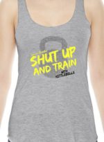 Lauren Brooks Fitness Shut Up & Train Grey & Yellow Tank Top